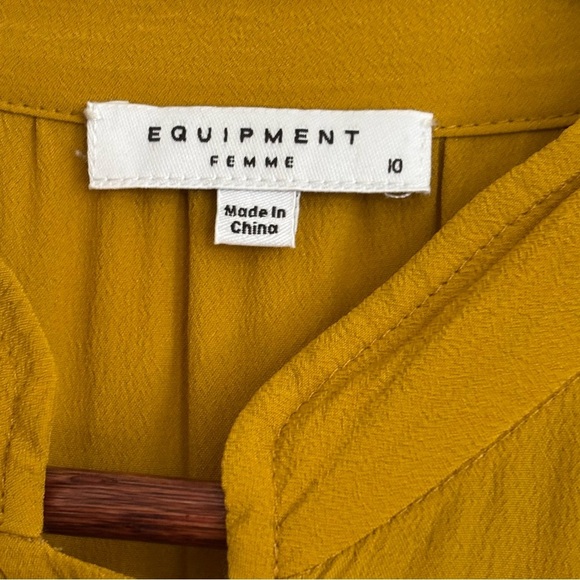 Equipment| Mustard ‘Davingnon’ Long Sleeve Ruffled Pleated Dress Sz 10 - Picture 7 of 8
